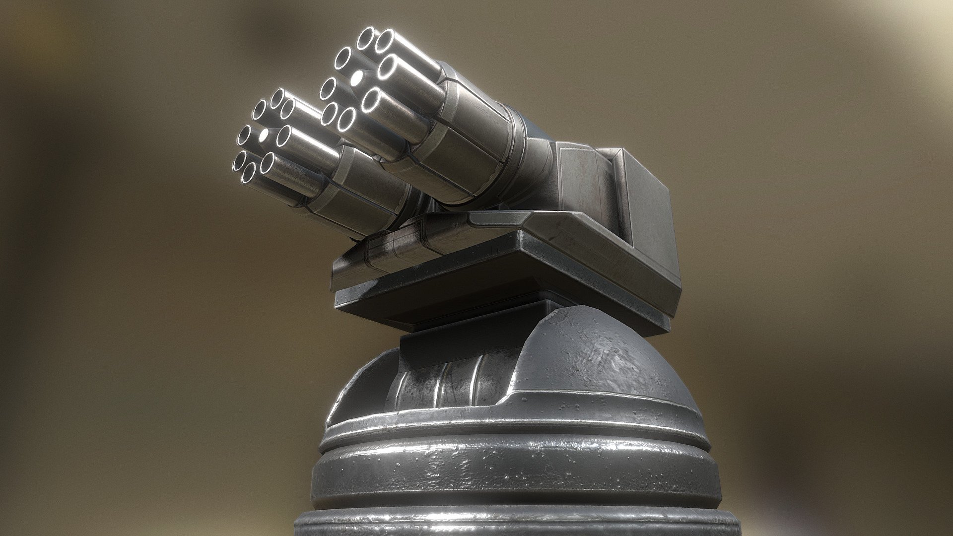 Futuristic Gatling Gun Tower 3d model