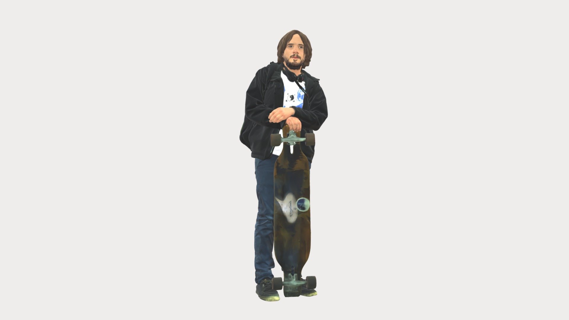 Man with skateboard and beats 0647 3d model