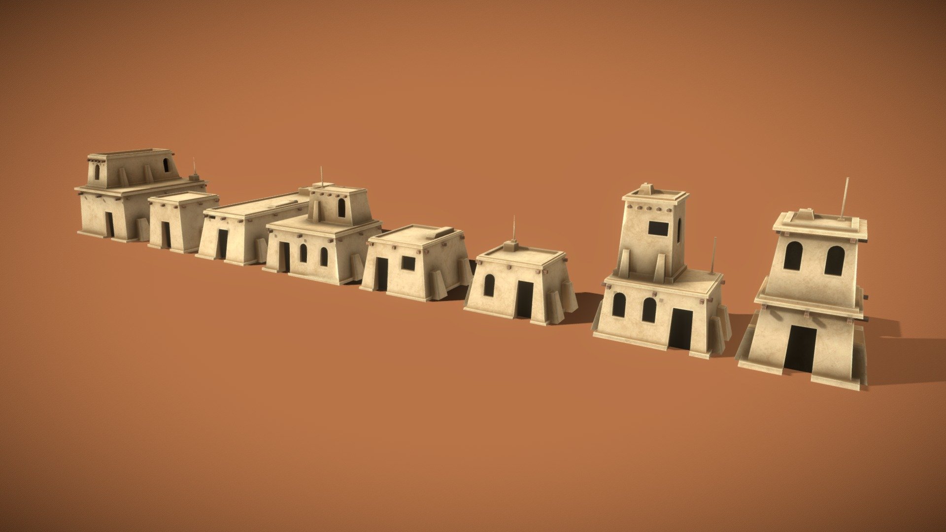 Desert Houses Pack 3d model