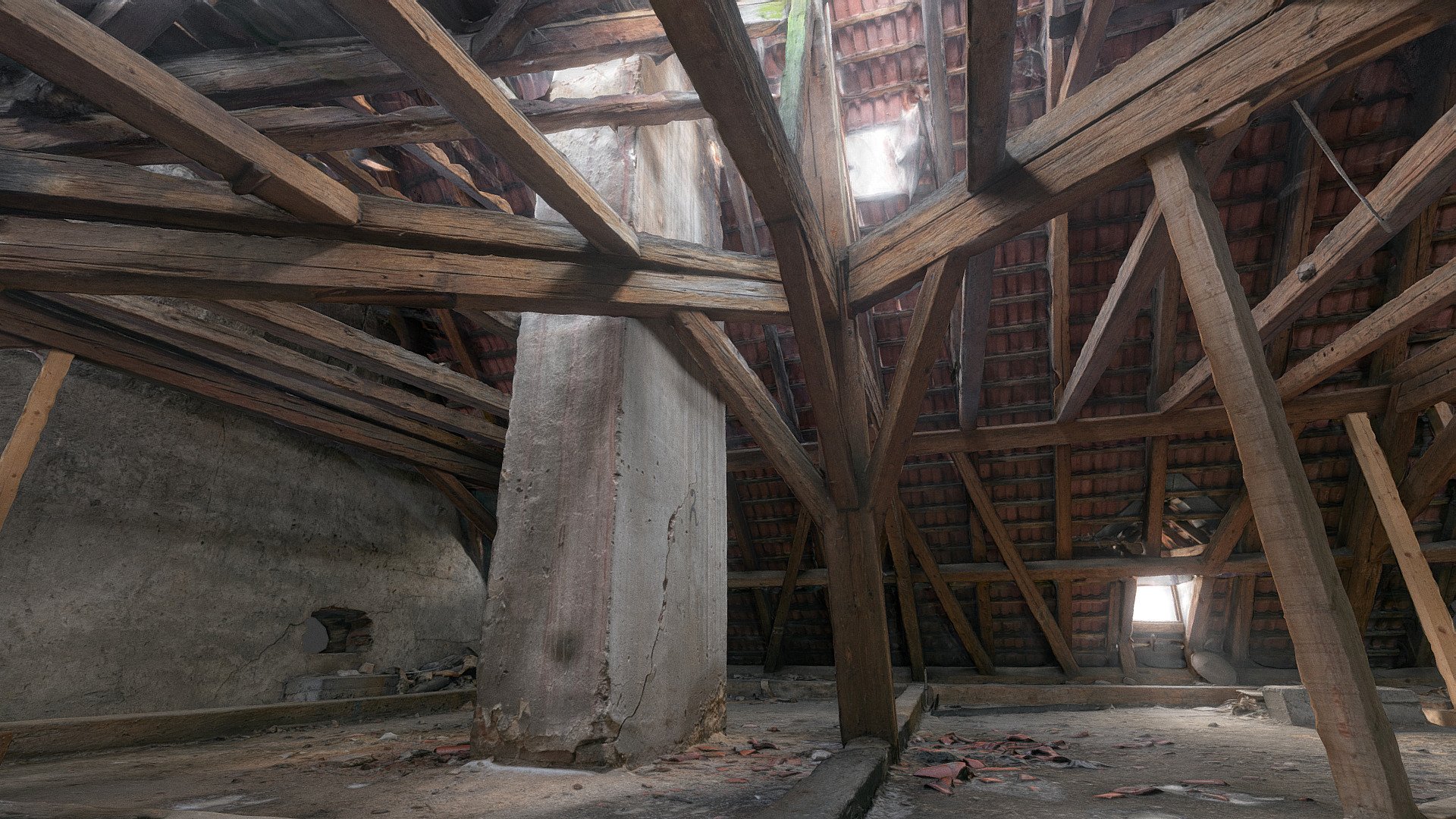 Terezin barracks attic interior 3d model