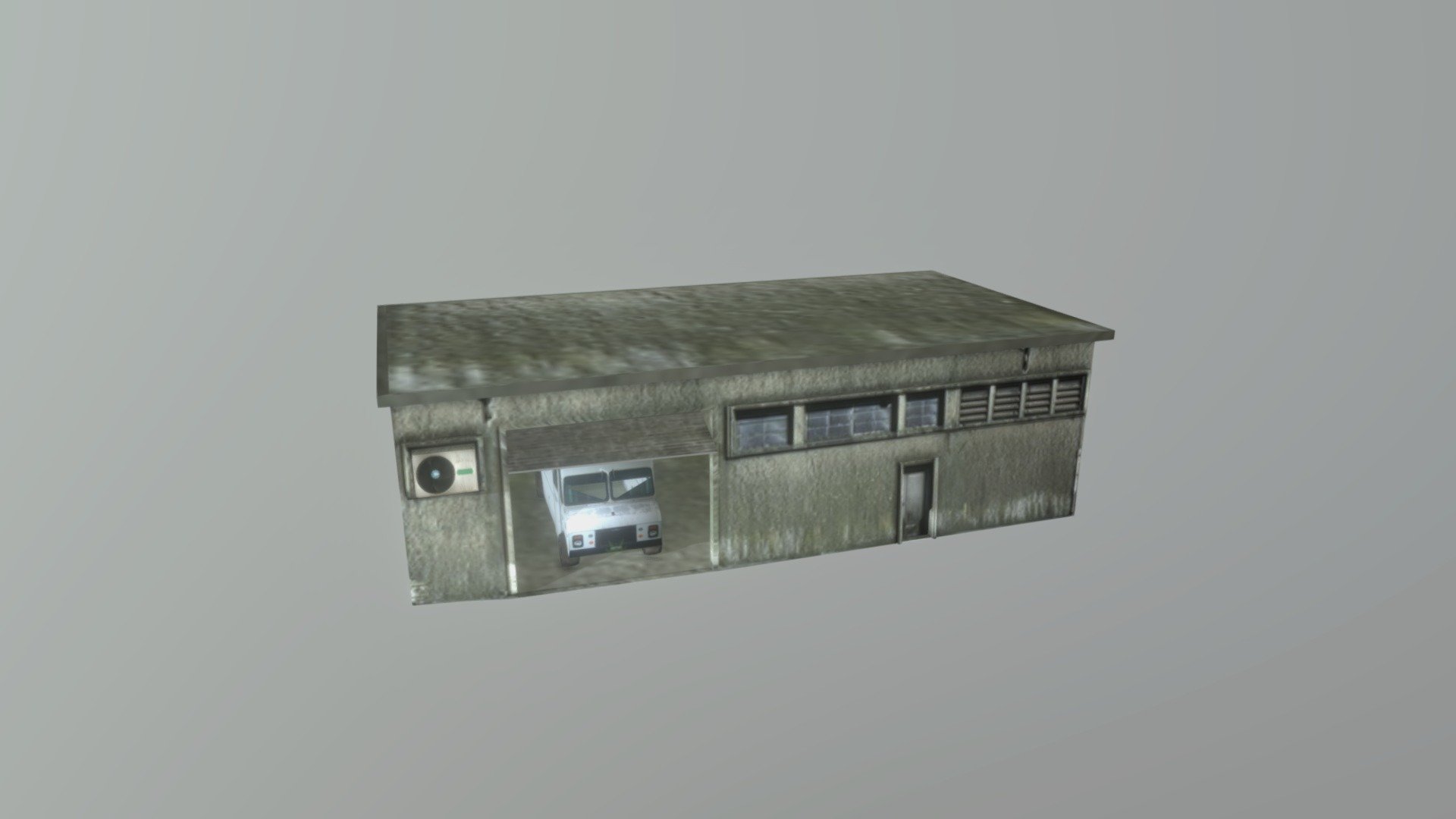 Decayed Garage Urban Wasteland Van Building 3d model