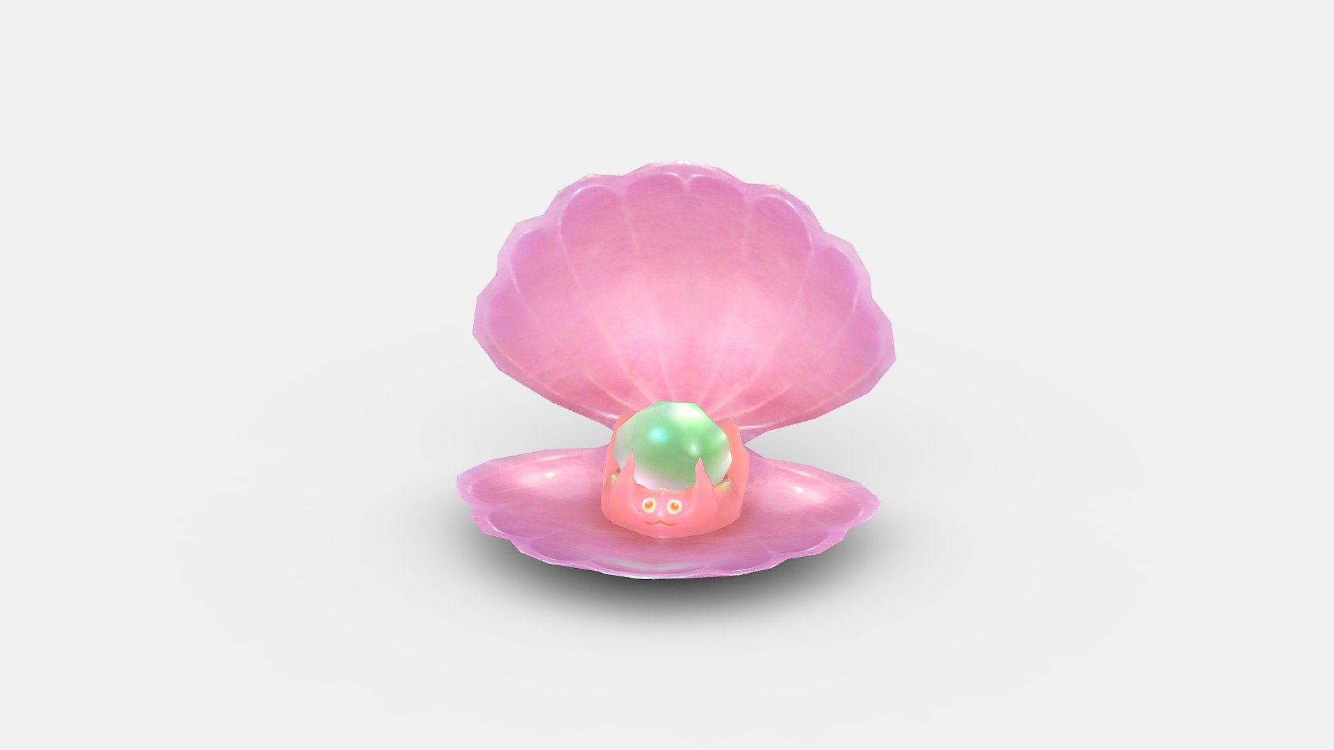 Cartoon pearl and  pink shell 3d model