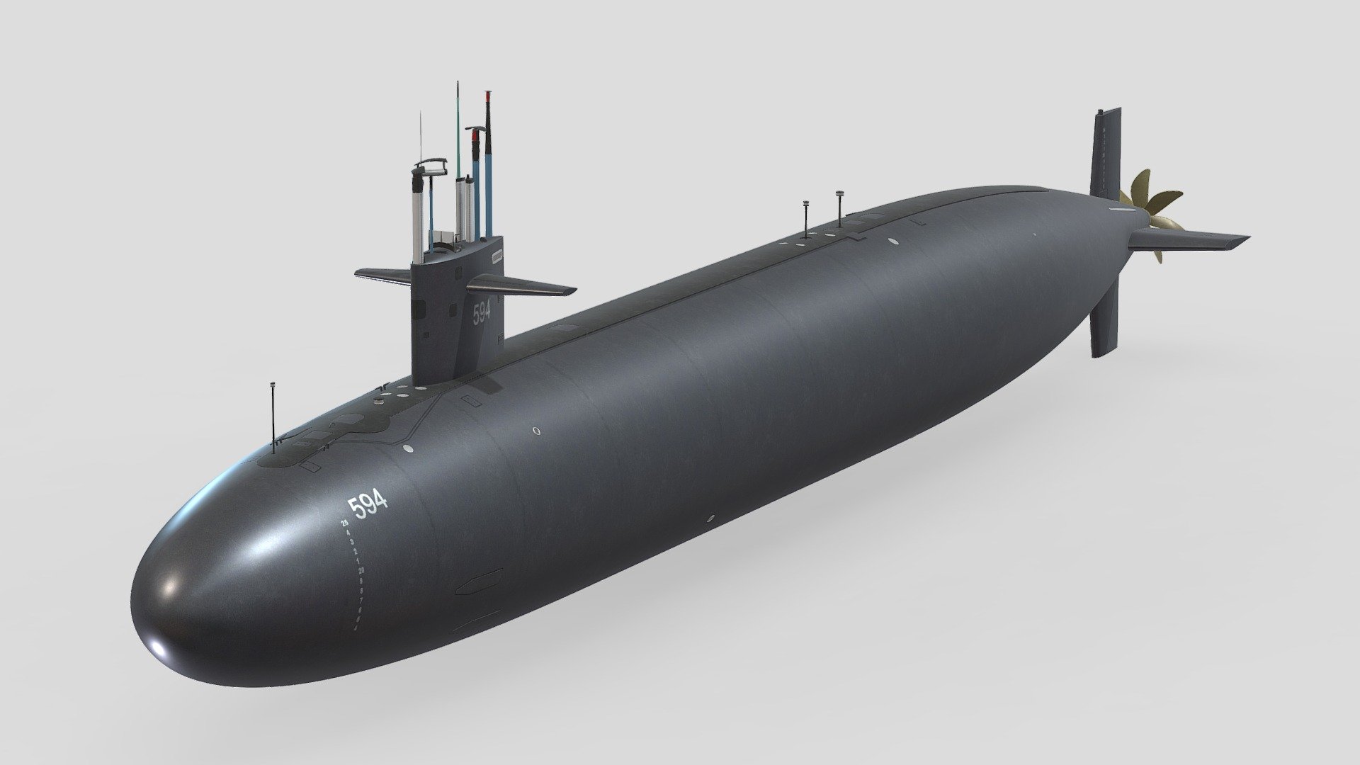 USS Permit (SSN-594) 3d model