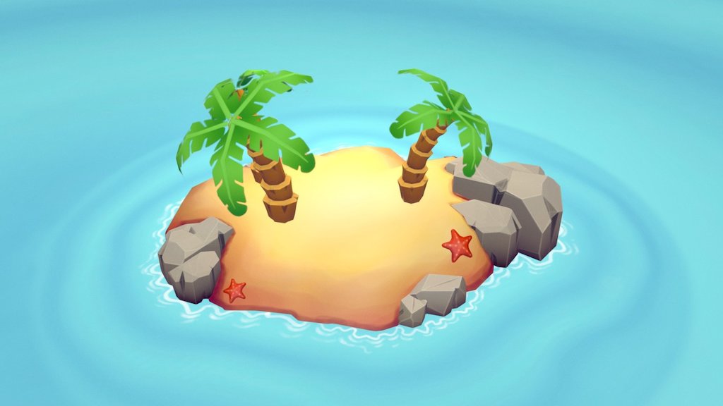 Tropical desert island 3d model