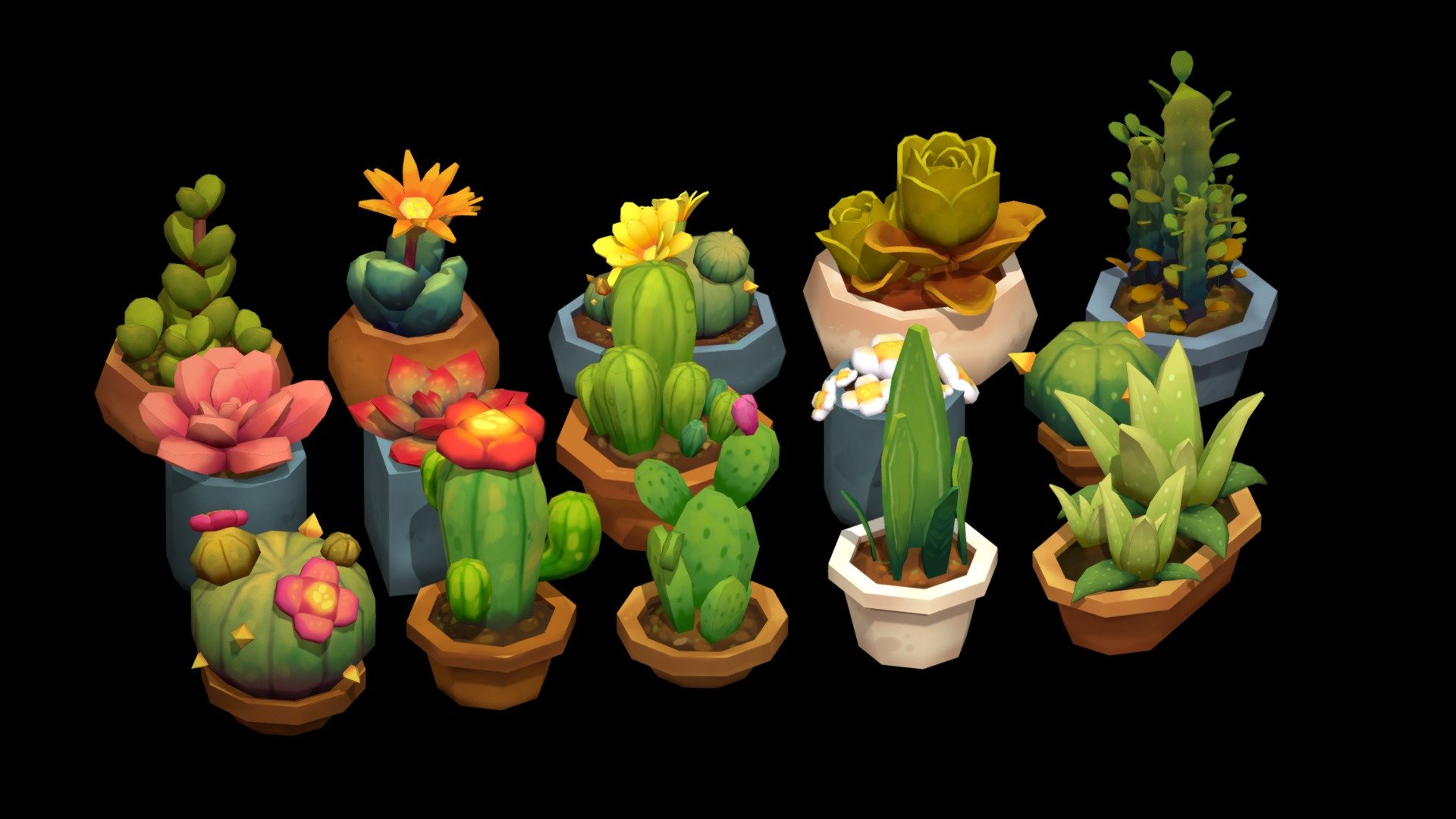 Plants_Succulents pack 3d model