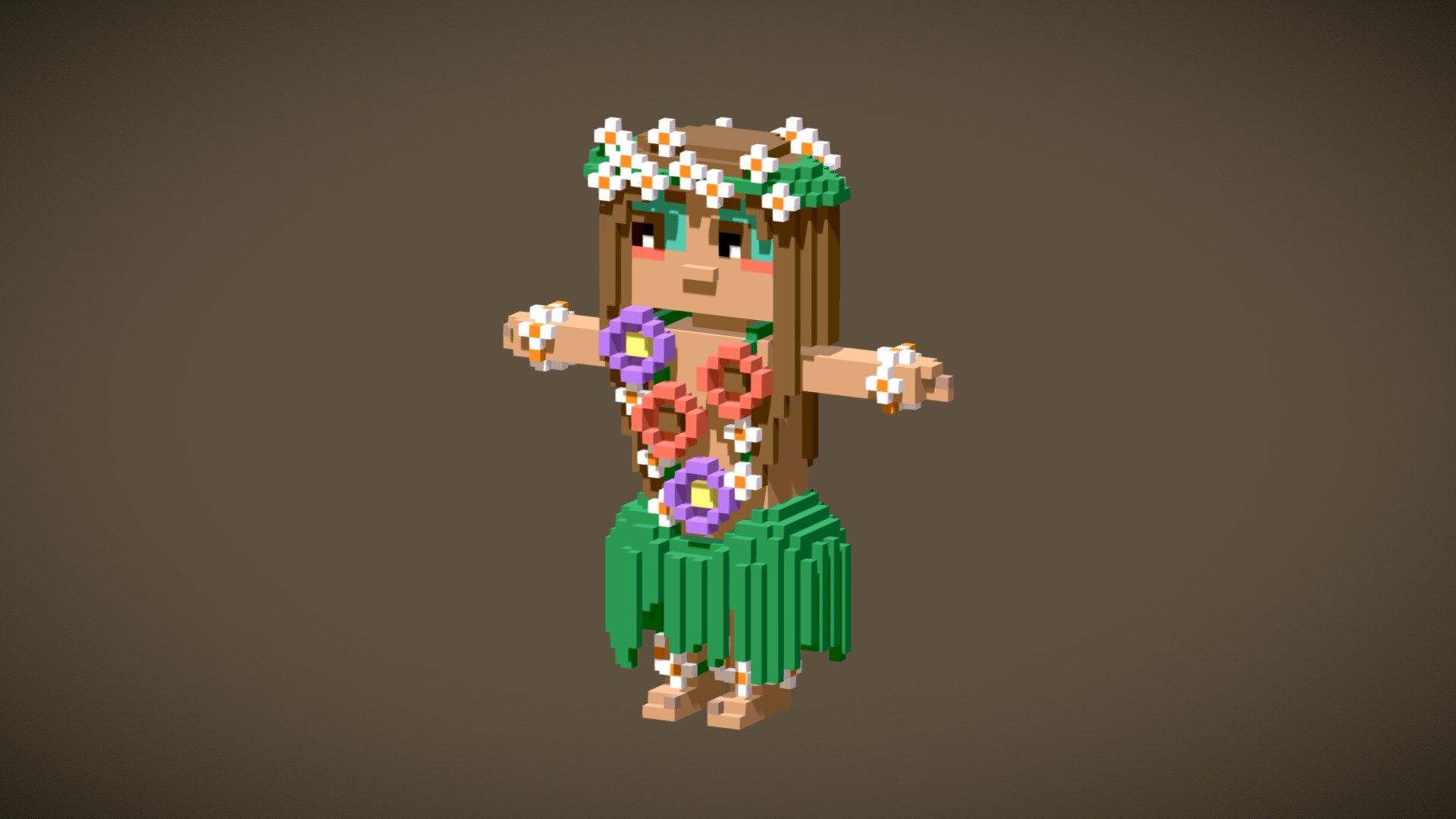 Hawaiian girl Voxel 3d model