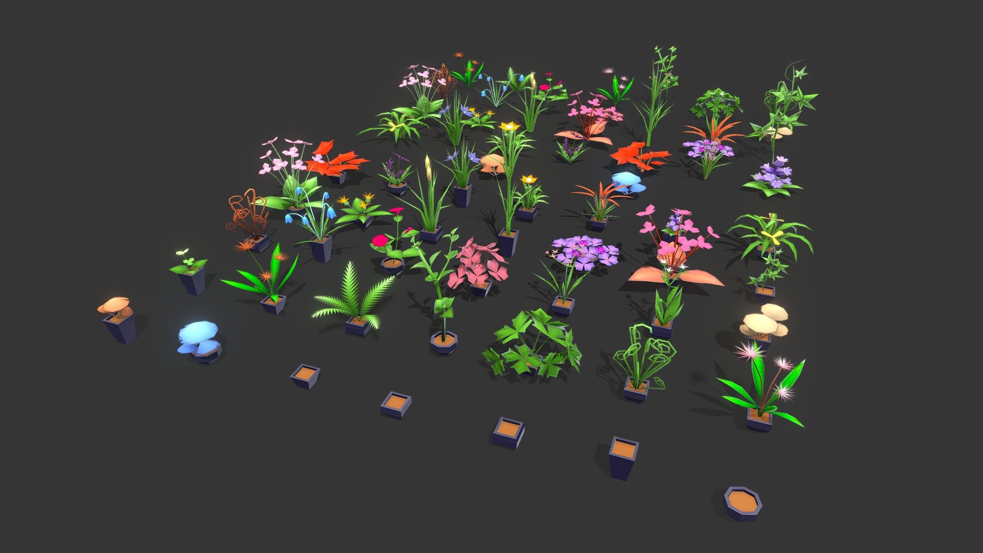 Stylize Low Poly Plants and Flowers Pack 3d model