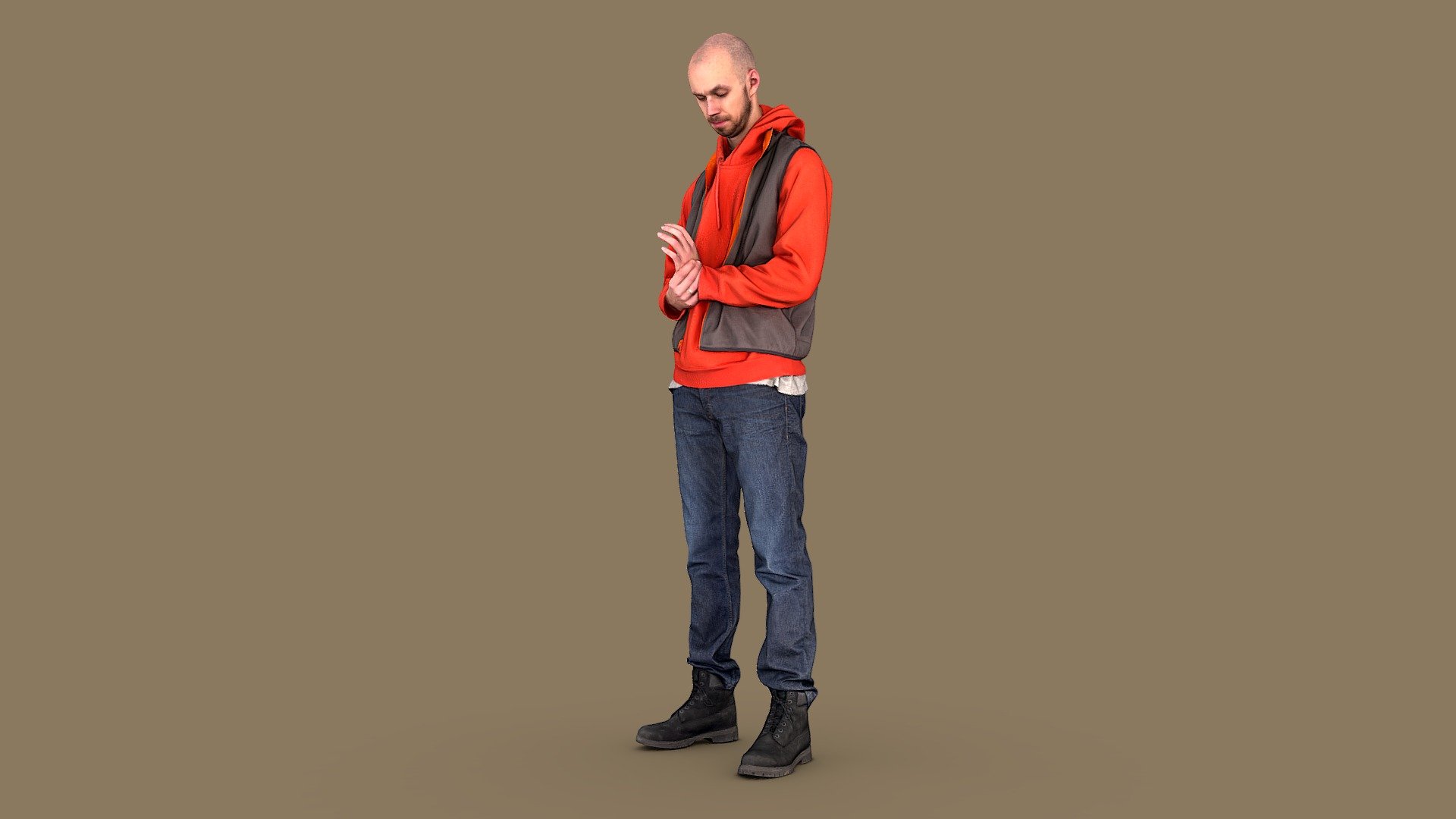 Tall Guy in Orange Hoodie 3d model