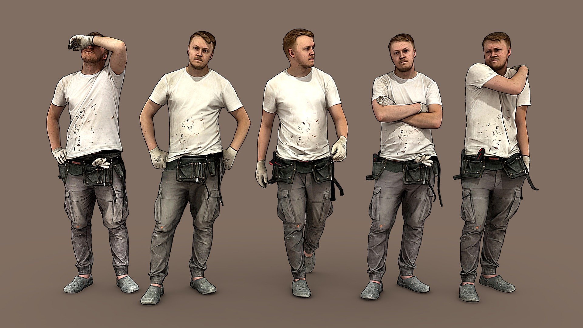 Worker in a White T-shirt 3d model