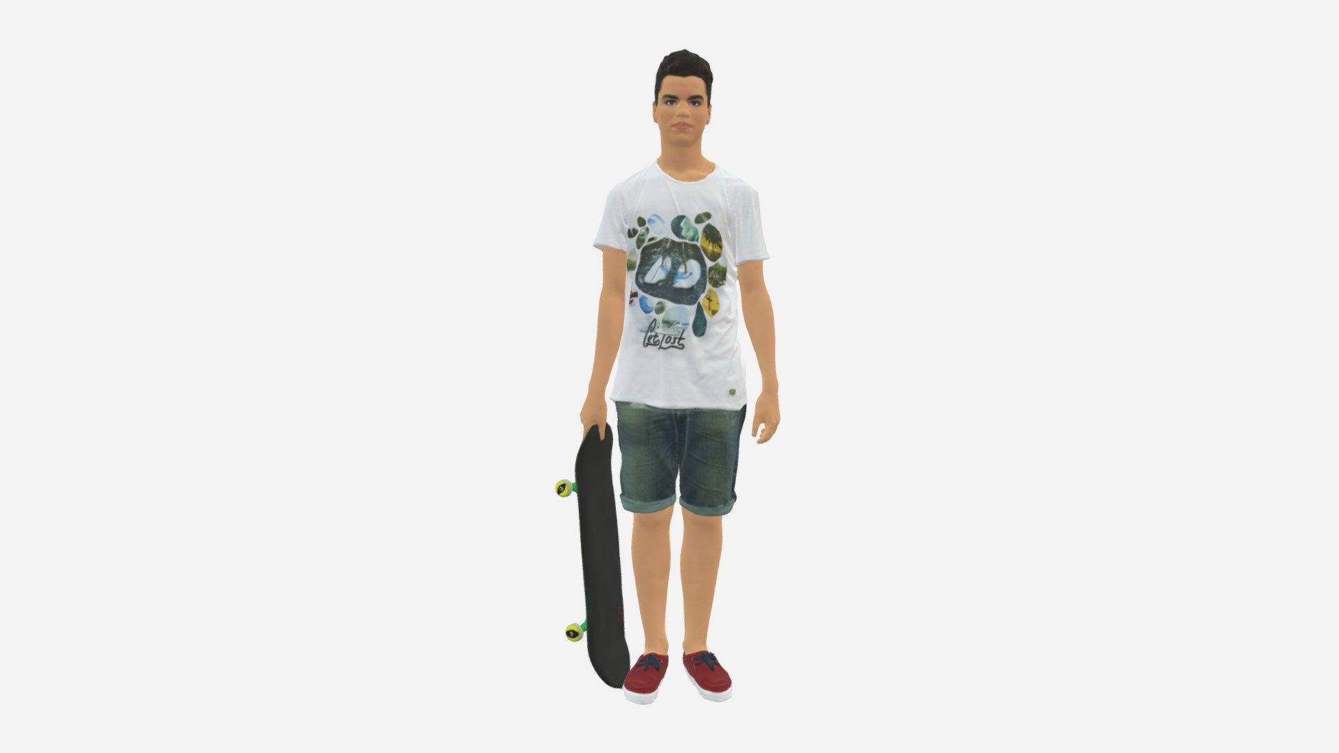 Junior With Skateboard 0795 3d model