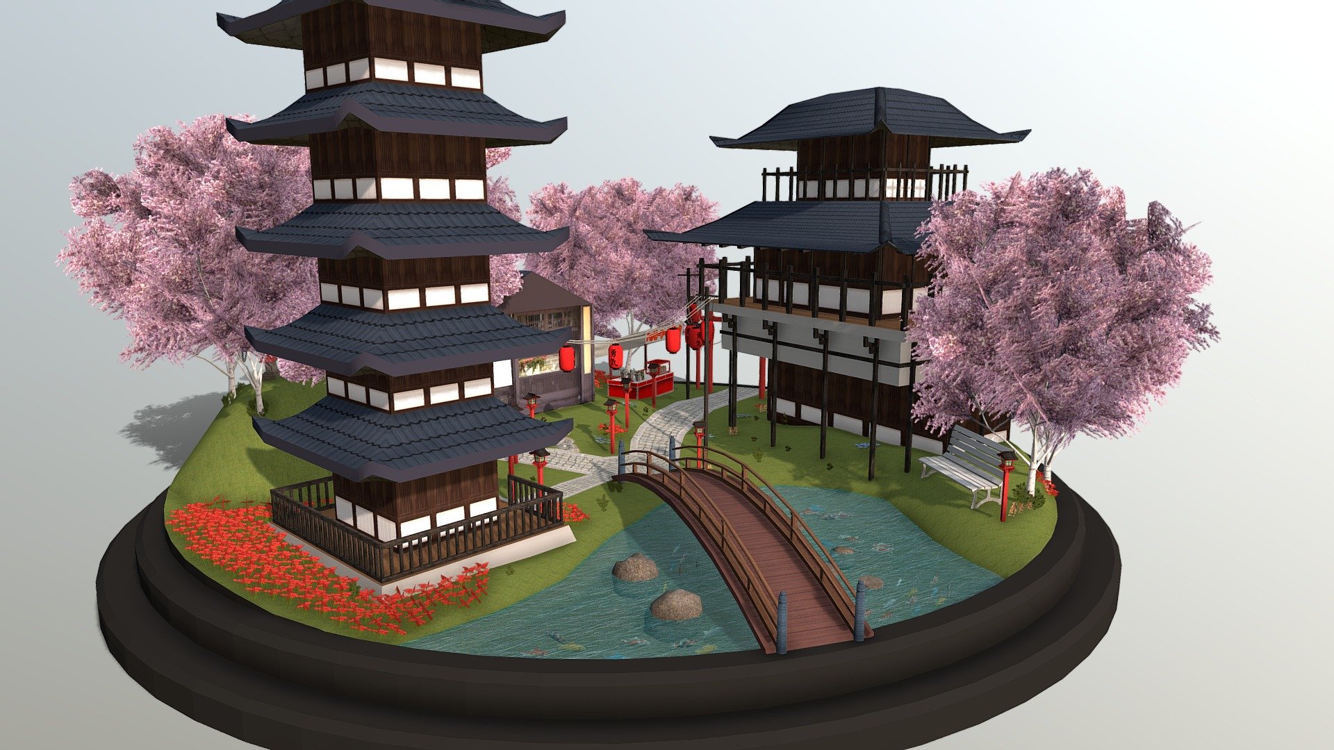 City scene Kyoto 3d model