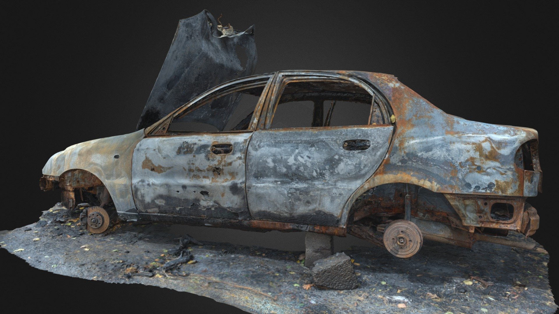 Abandoned Burnt Car 3d model