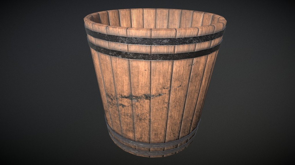 Old wooden bucket 3d model