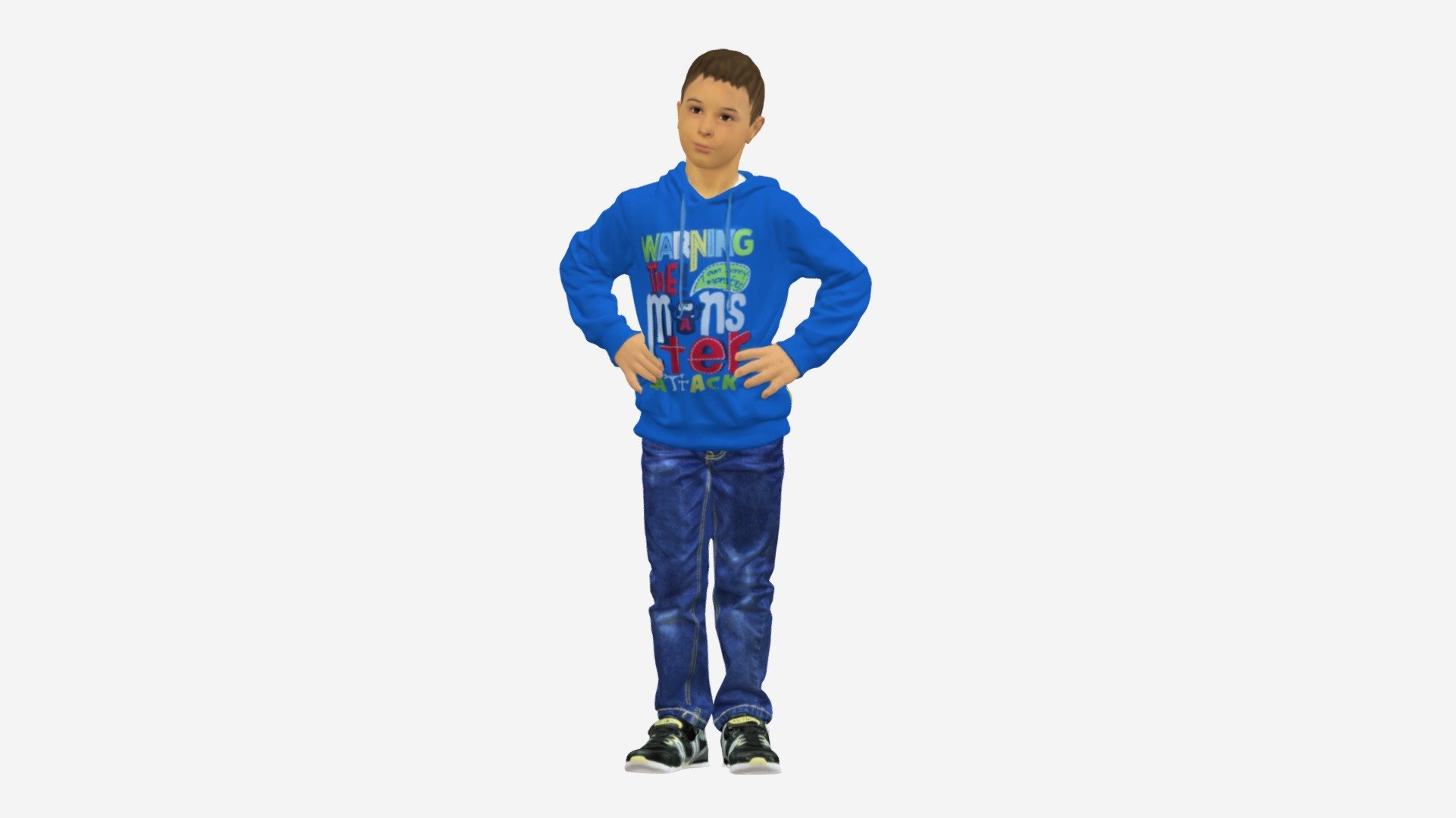 Boy In Blue Hoodie Jeans 0440 3d model