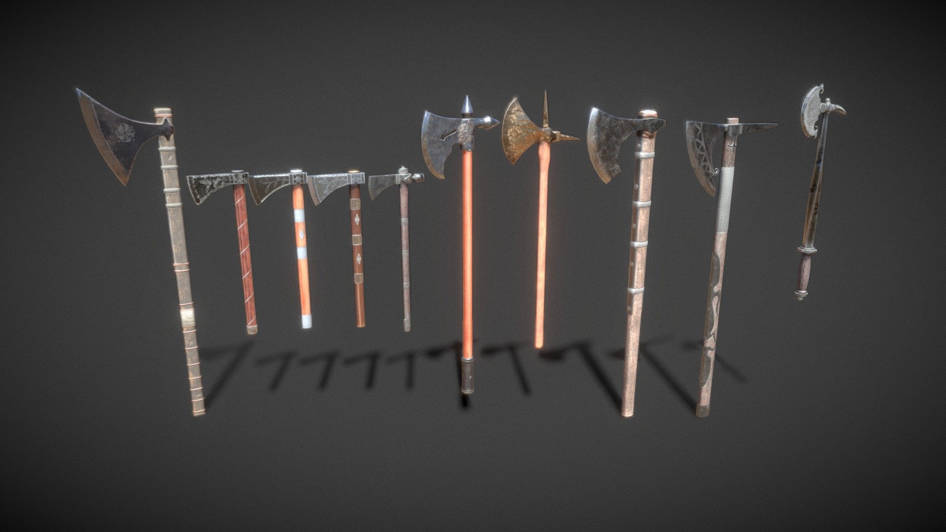 Medieval Ax Set 02 3d model