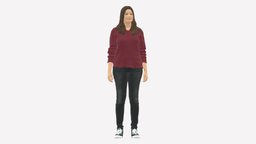 Woman In Burgundy Sweater 0759