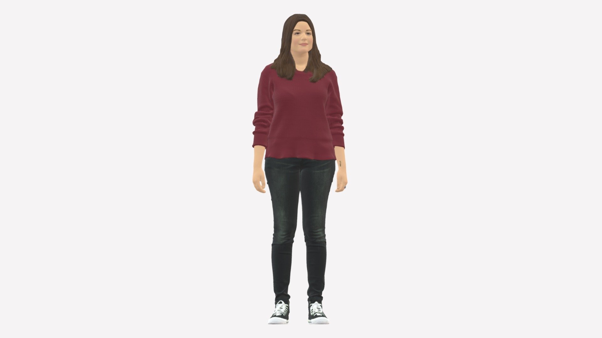 Woman In Burgundy Sweater 0759 3d model