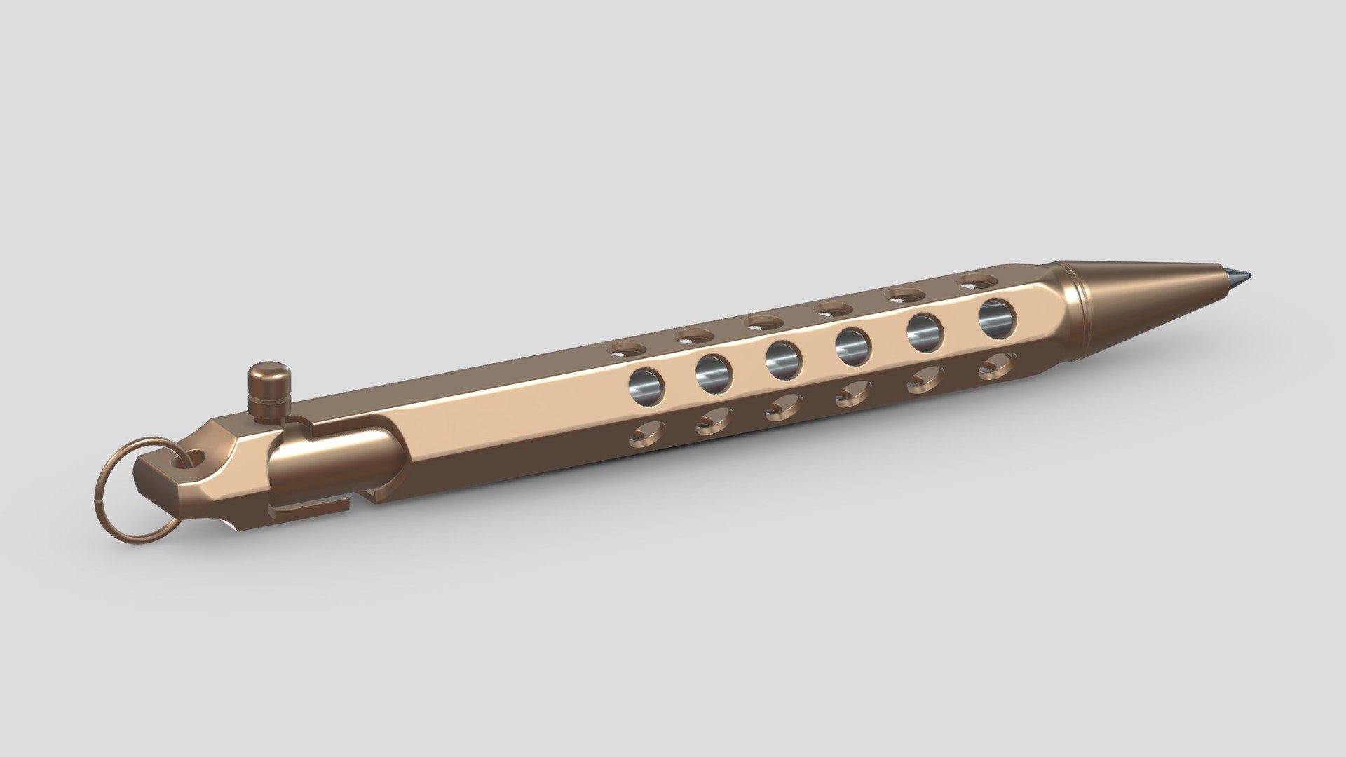 Six-Edge Solid Brass Pen 3d model