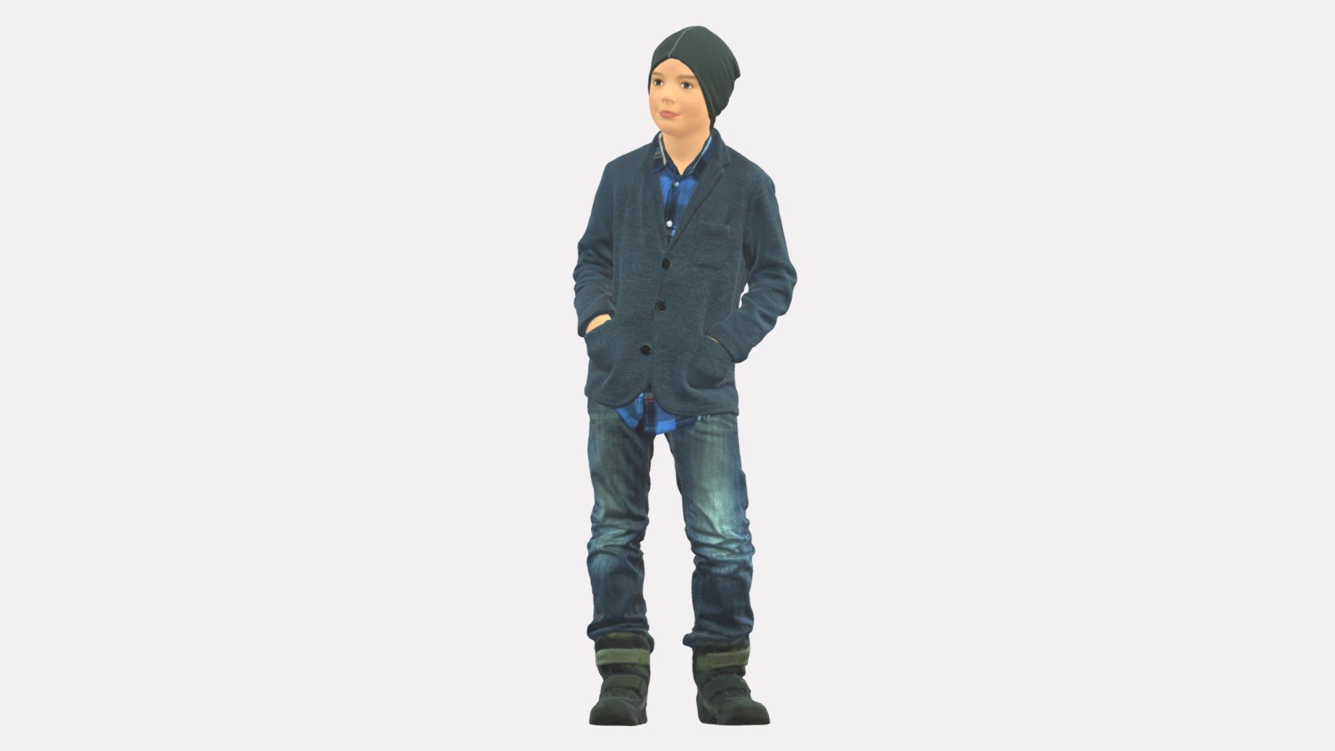 Young Boy In Long Sleeve Sweater 0762 3d model