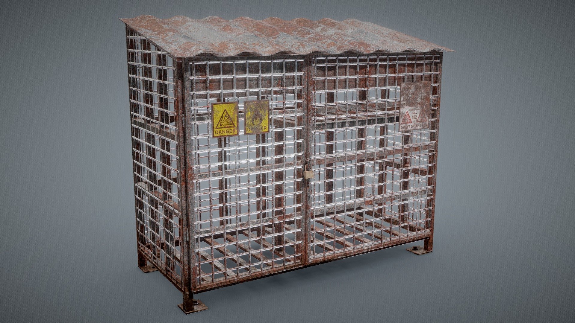 Gas Cylinder Cage Rusty 3d model