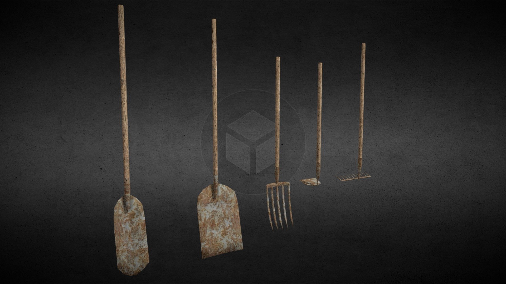 Rusted Farm Tools 3d model