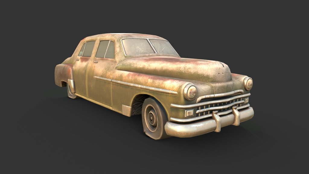 Old Rusty Sedan 3d model