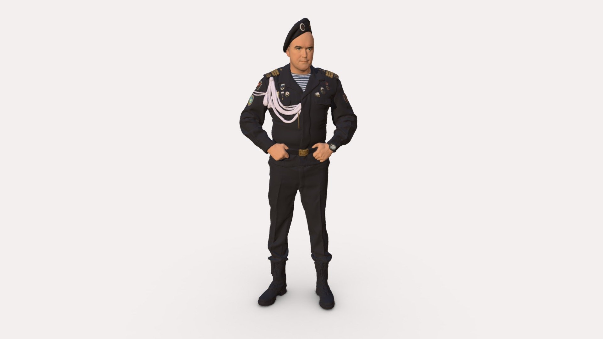 Man in black devils army uniform 0901 3d model