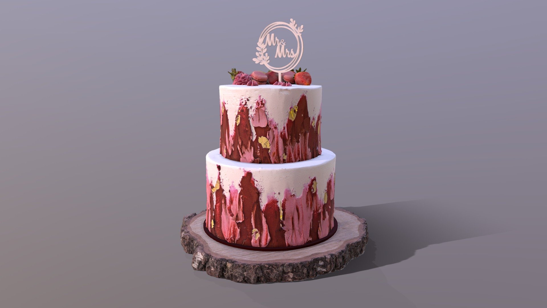 Elegant Berry Wedding Cake 3d model