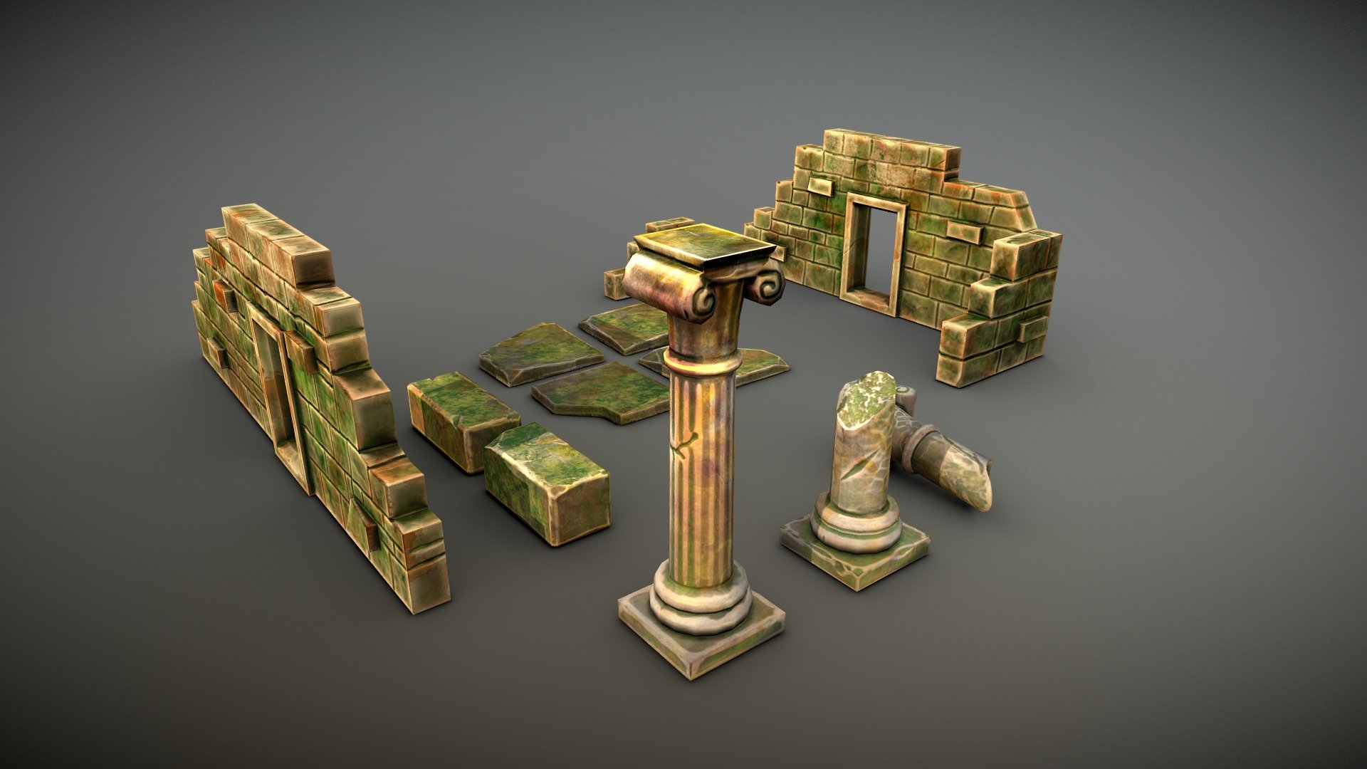 Сolumn, ancient ruins 3d model