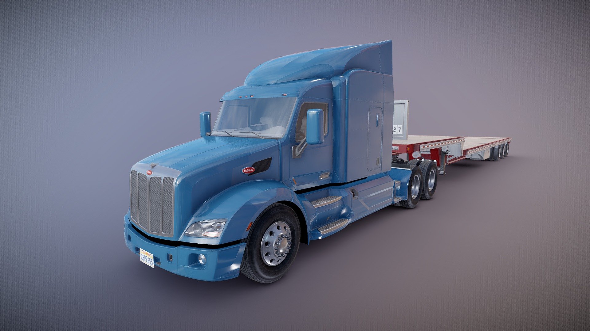 Peterbilt 579 dropdeck trailer 3d model