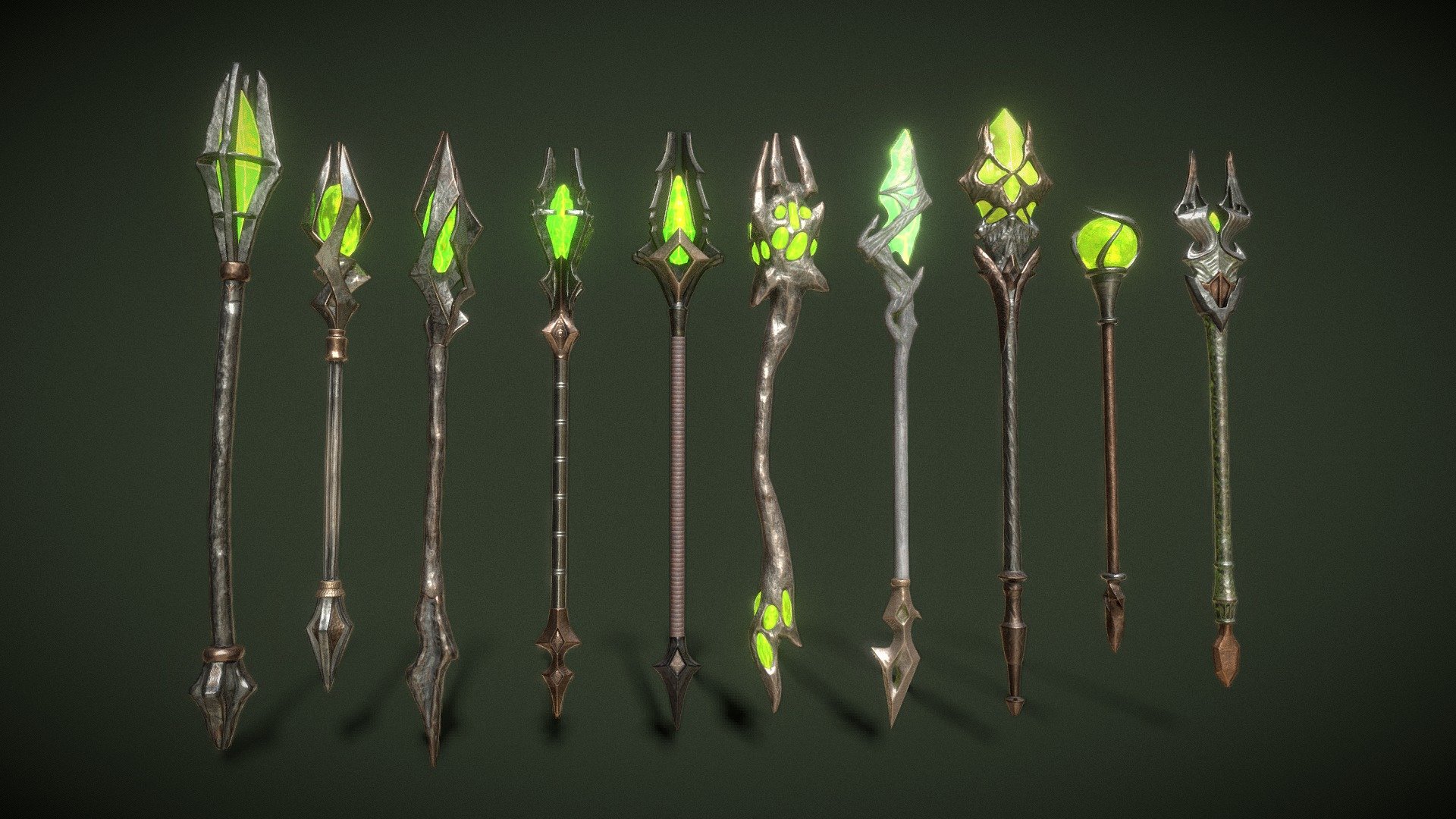 Fantasy Staffs Pack02 3d model