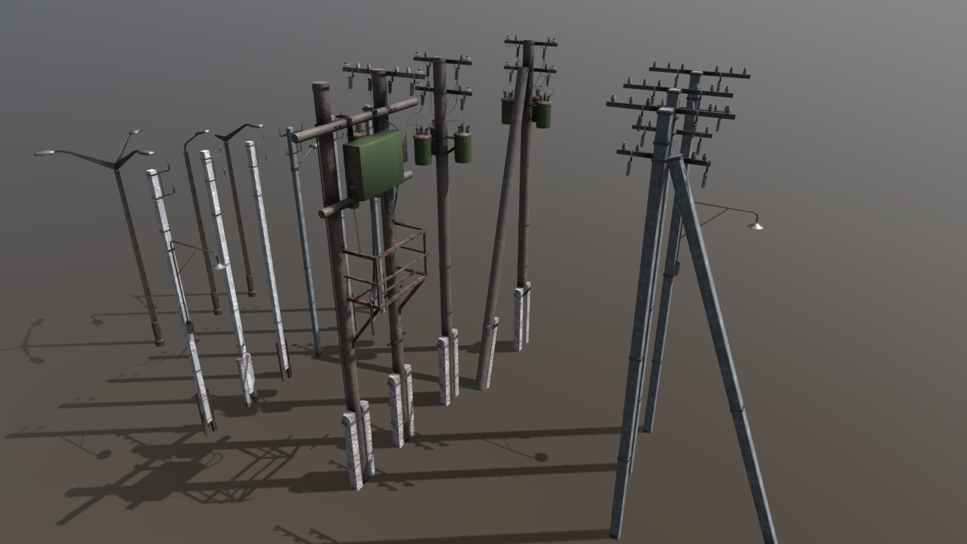 Utility electric poles pack 3d model