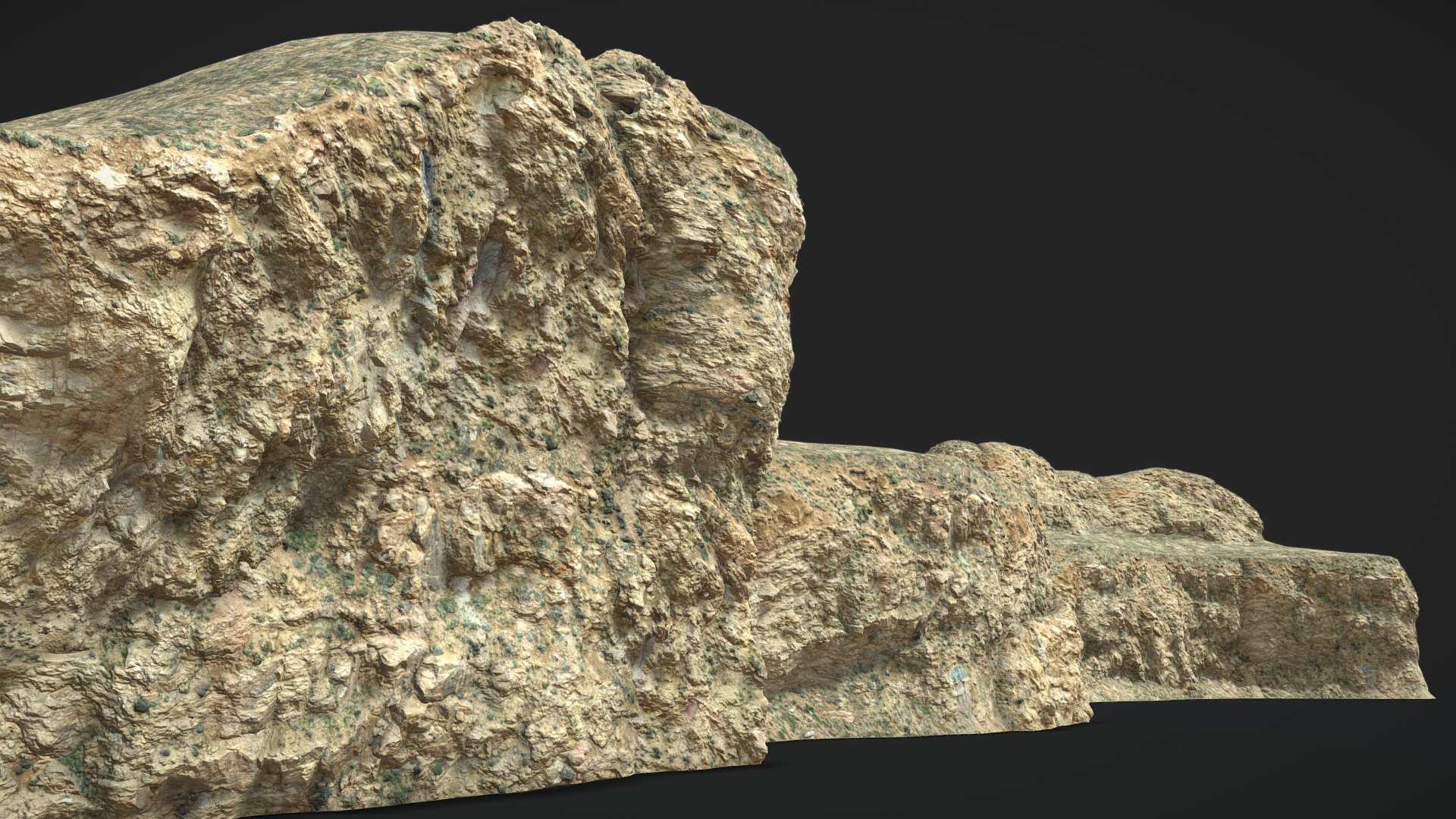 Big Arid Cliff Rock Wall Module 3d model