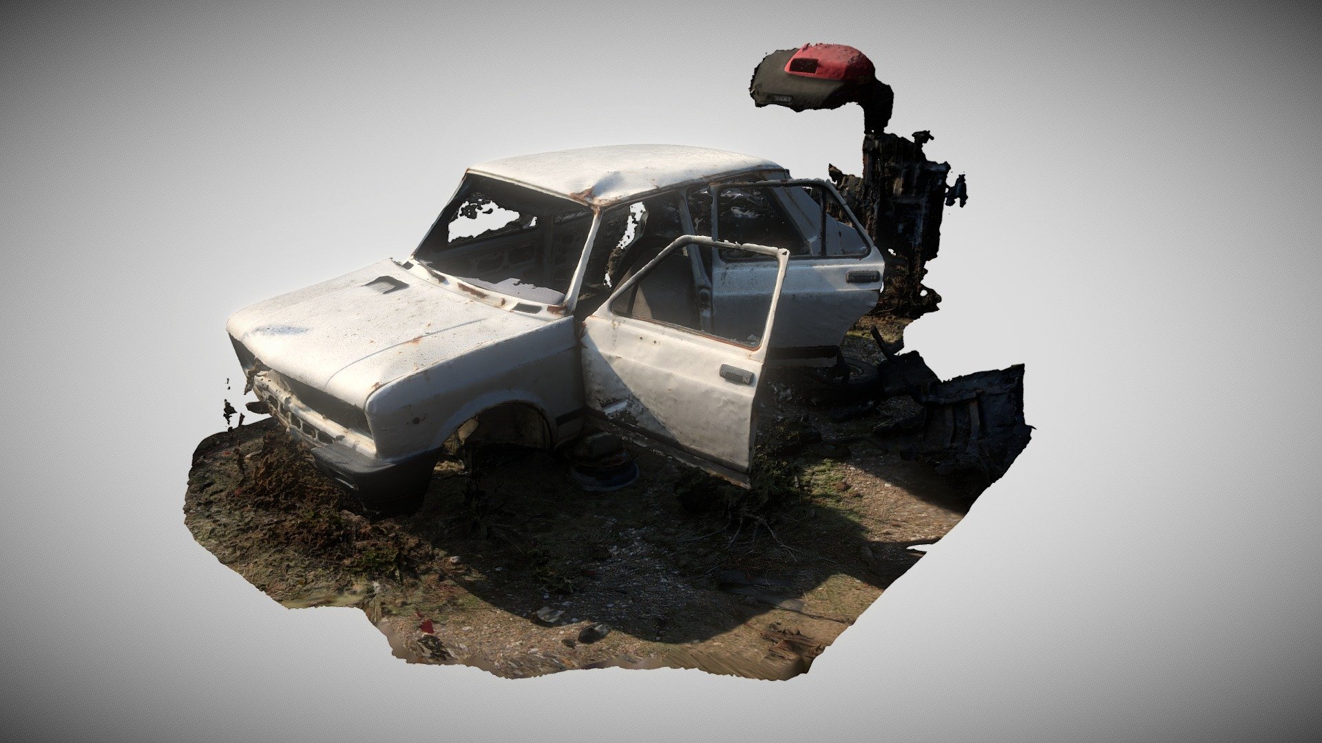 Rusty car wreck 3d model