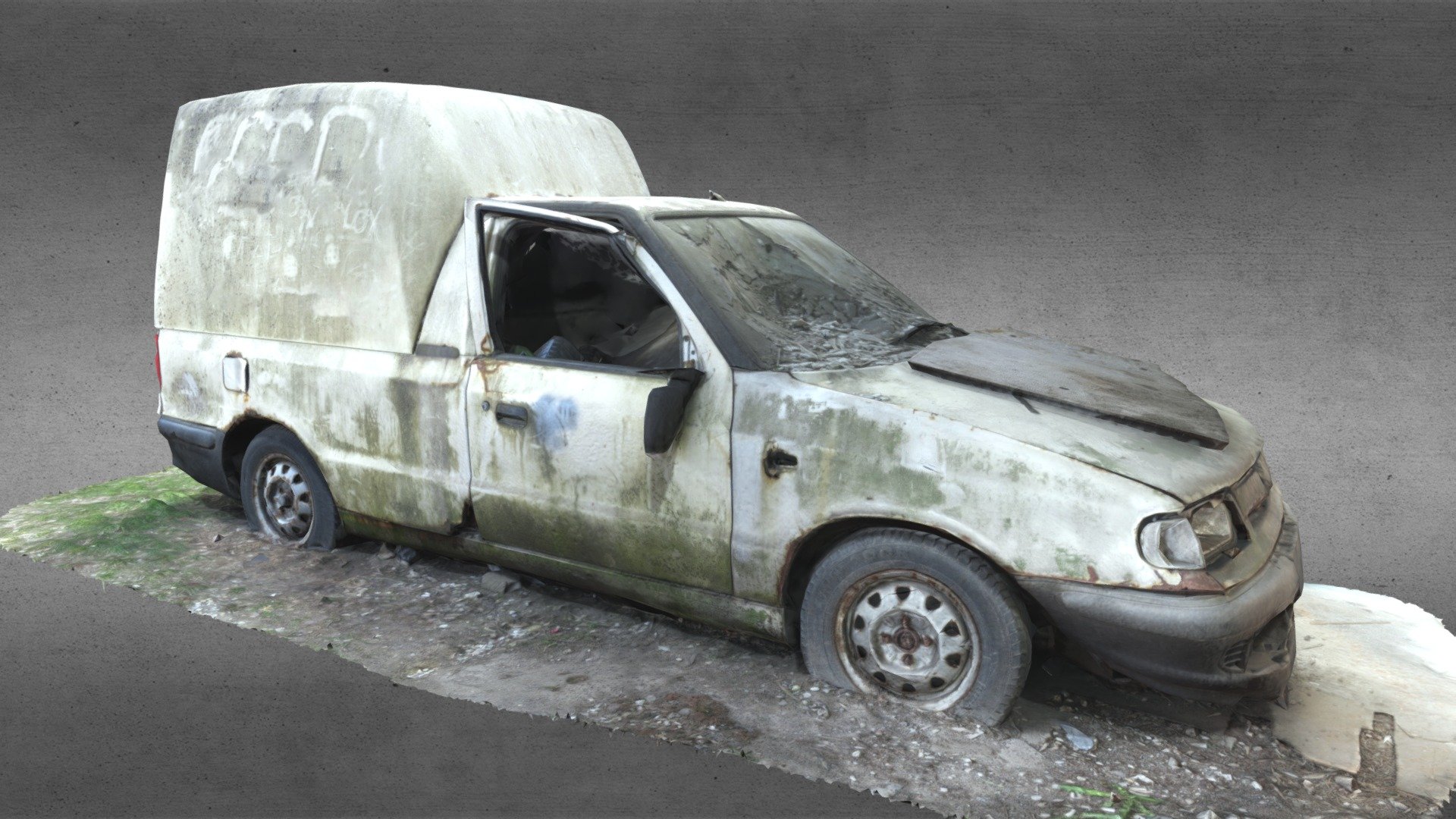 Skoda Felicia Pickup Car Wreck 3d model