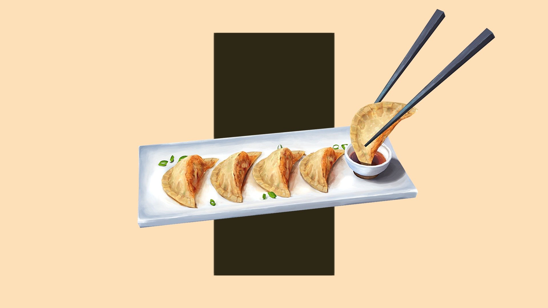 Handpainted Gyoza Dumplings 3d model