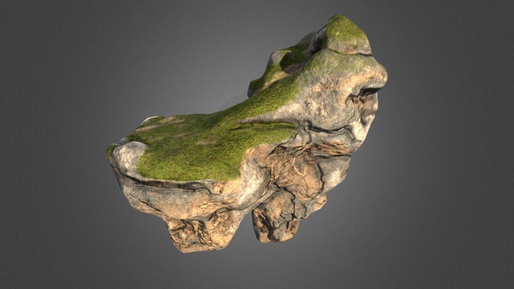 Floating island with the cave 3d model