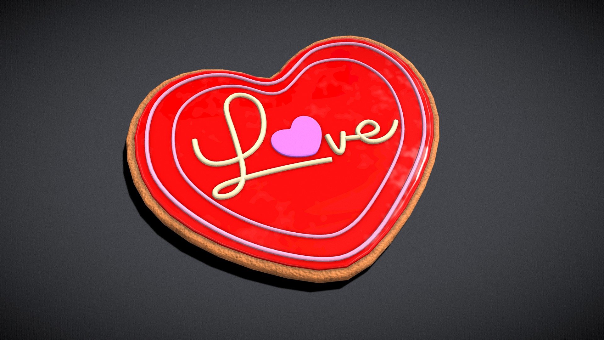 Valentines Love Icing Cookie 3d model