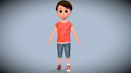 Stylized Cartoon Boy Character (Rigged)