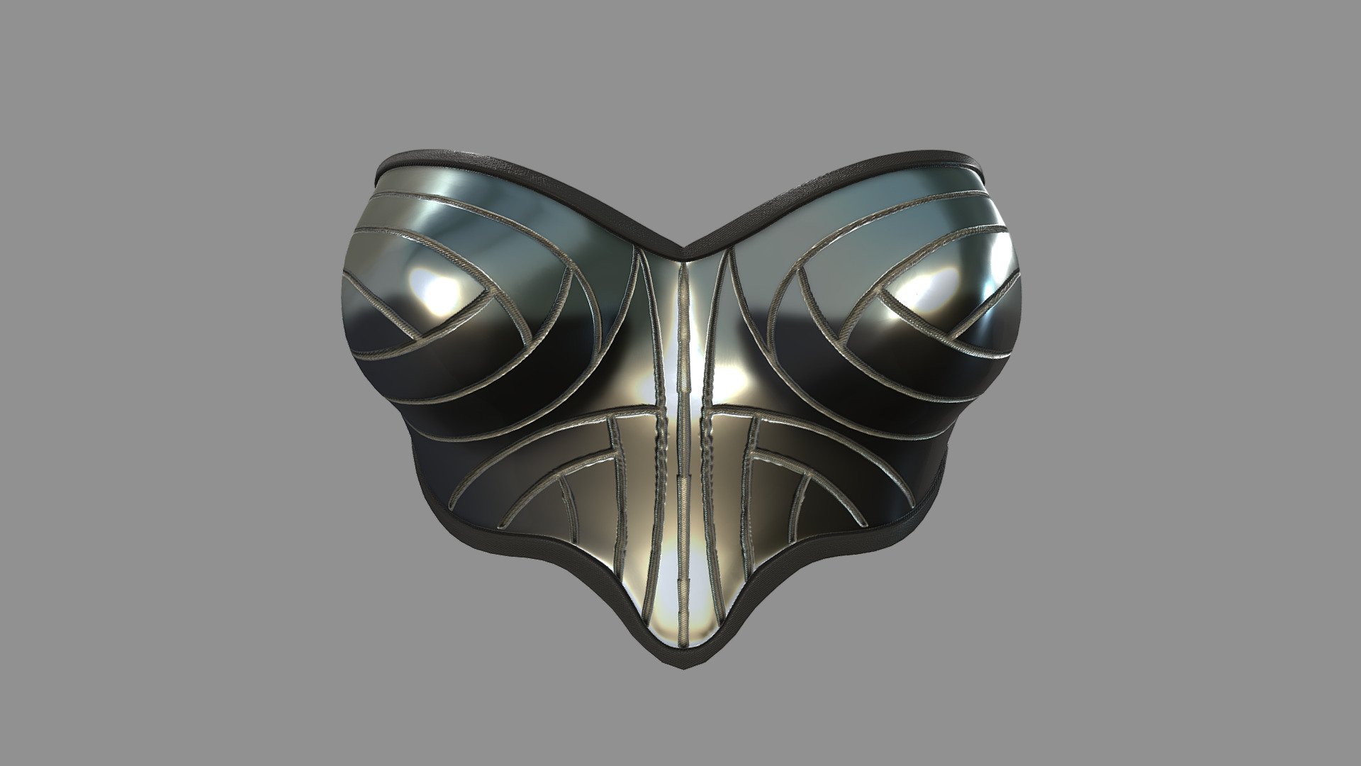 Female Futuristic Shiny Pannels Bralet Top 3d model