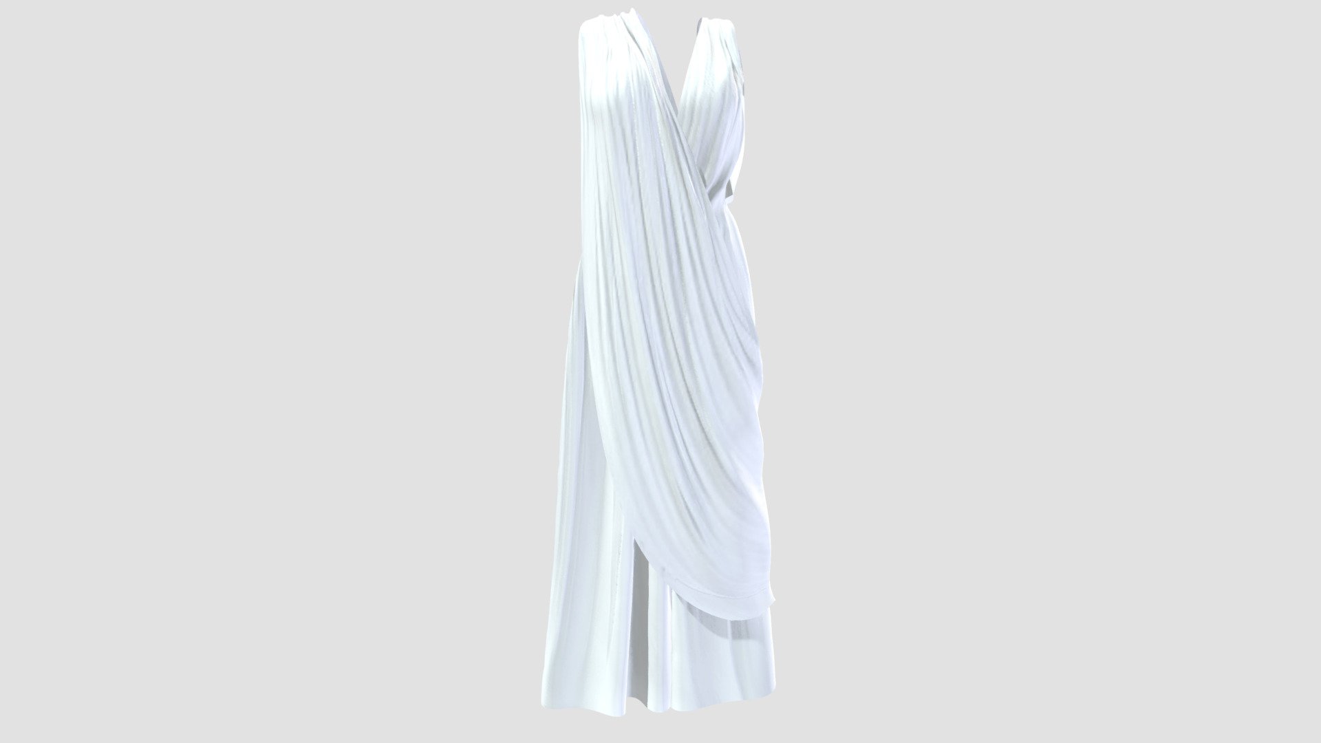 Female Ancient Greek White Toga Dress 3d model