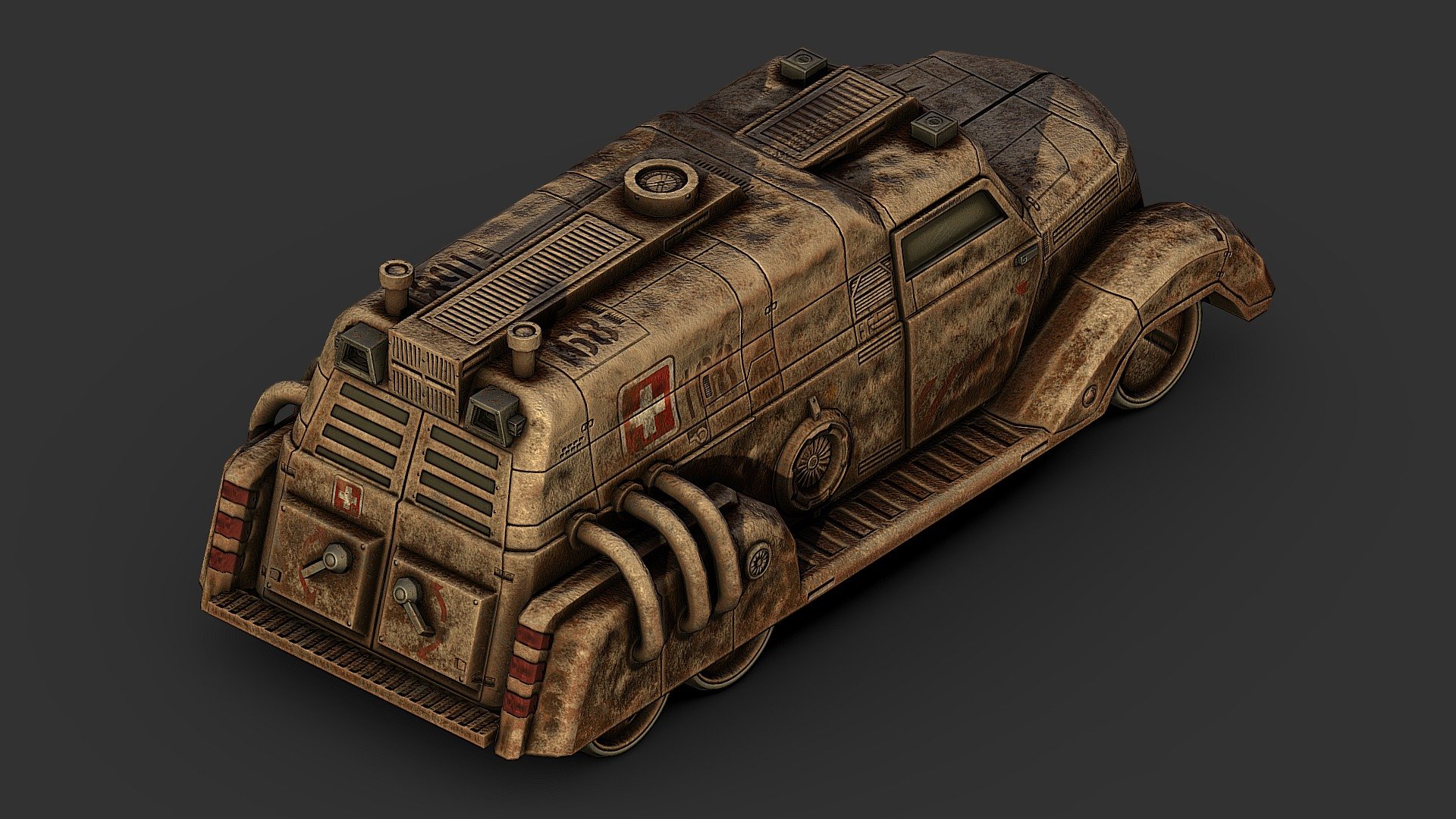 Fallout 1 Style Ambulance 3d model