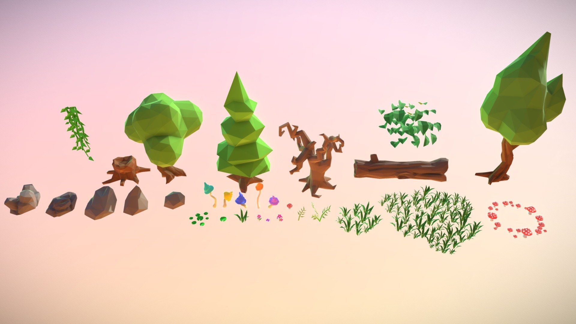 Low Poly Nature Set 3d model