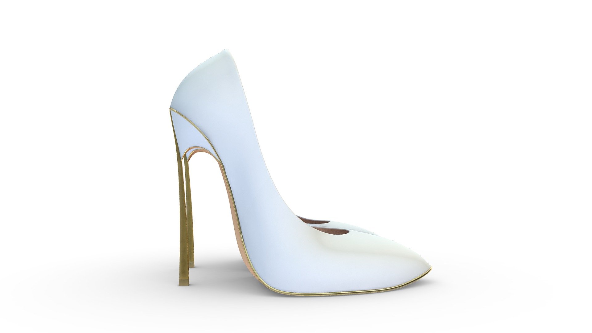 Female Gold High Heels White Stilettos 3d model