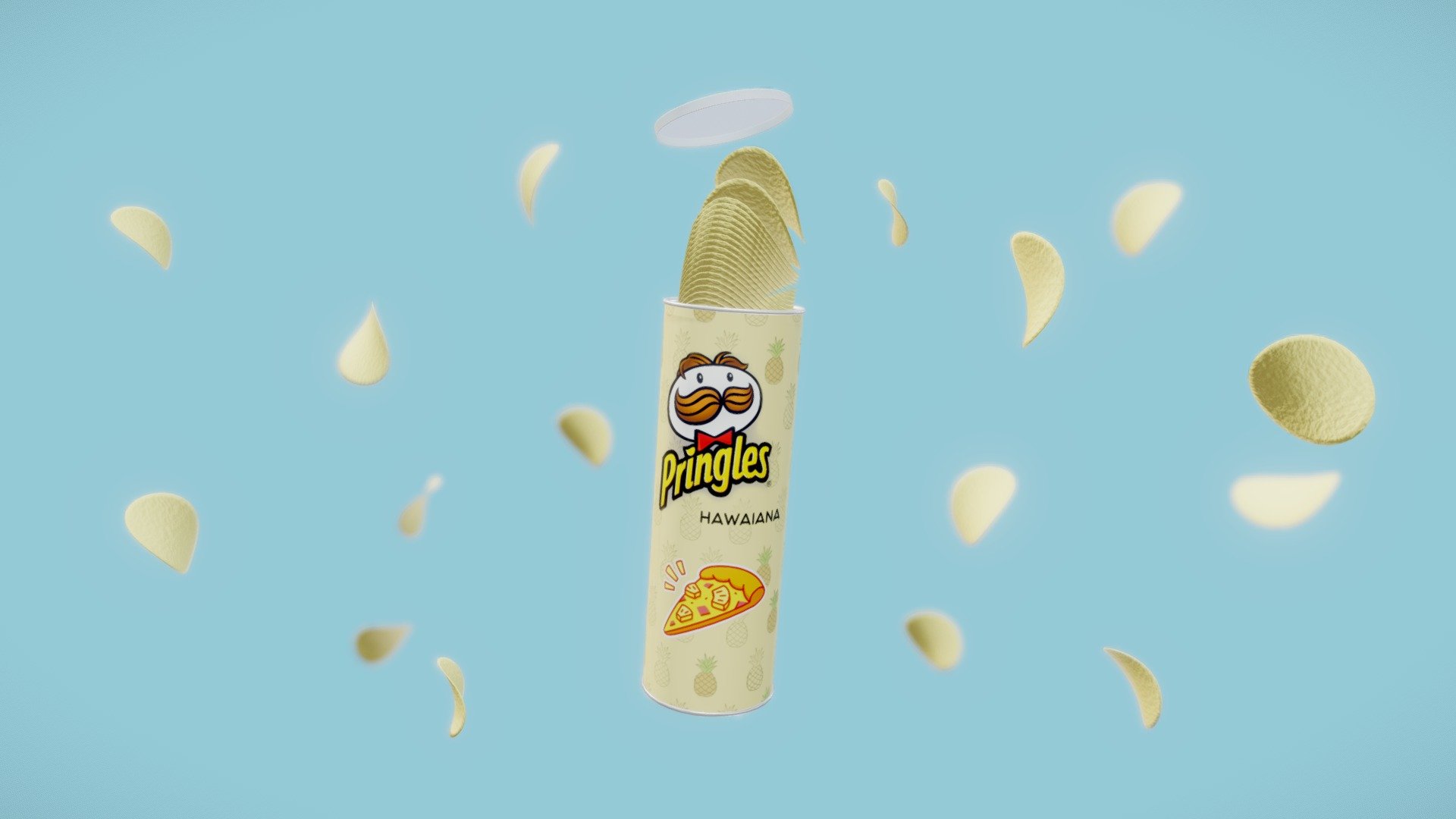 Bote Pringles hawaiana 3d model