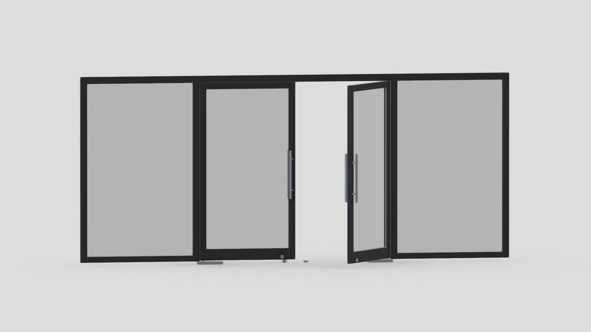 Office Tempered Glass Door with Aluminium Frame 3d model