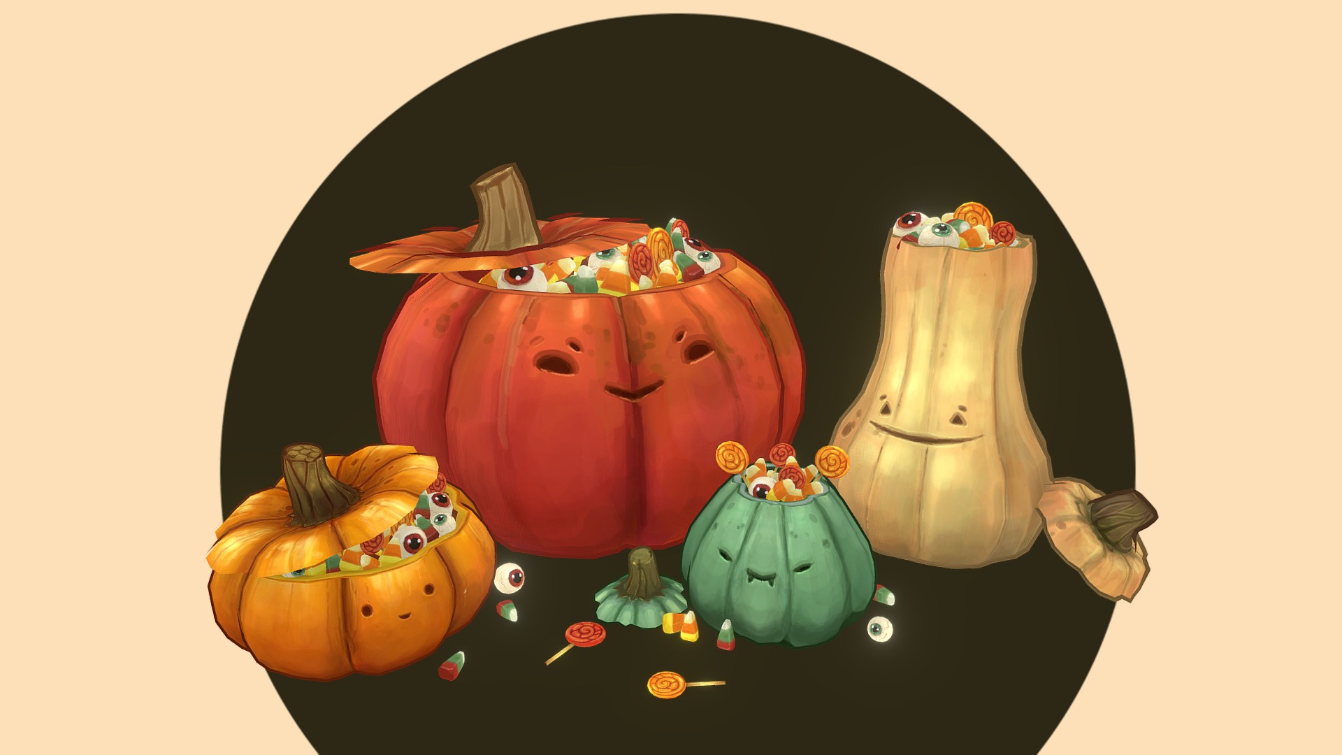 Happy Pumpkin Crew 3d model