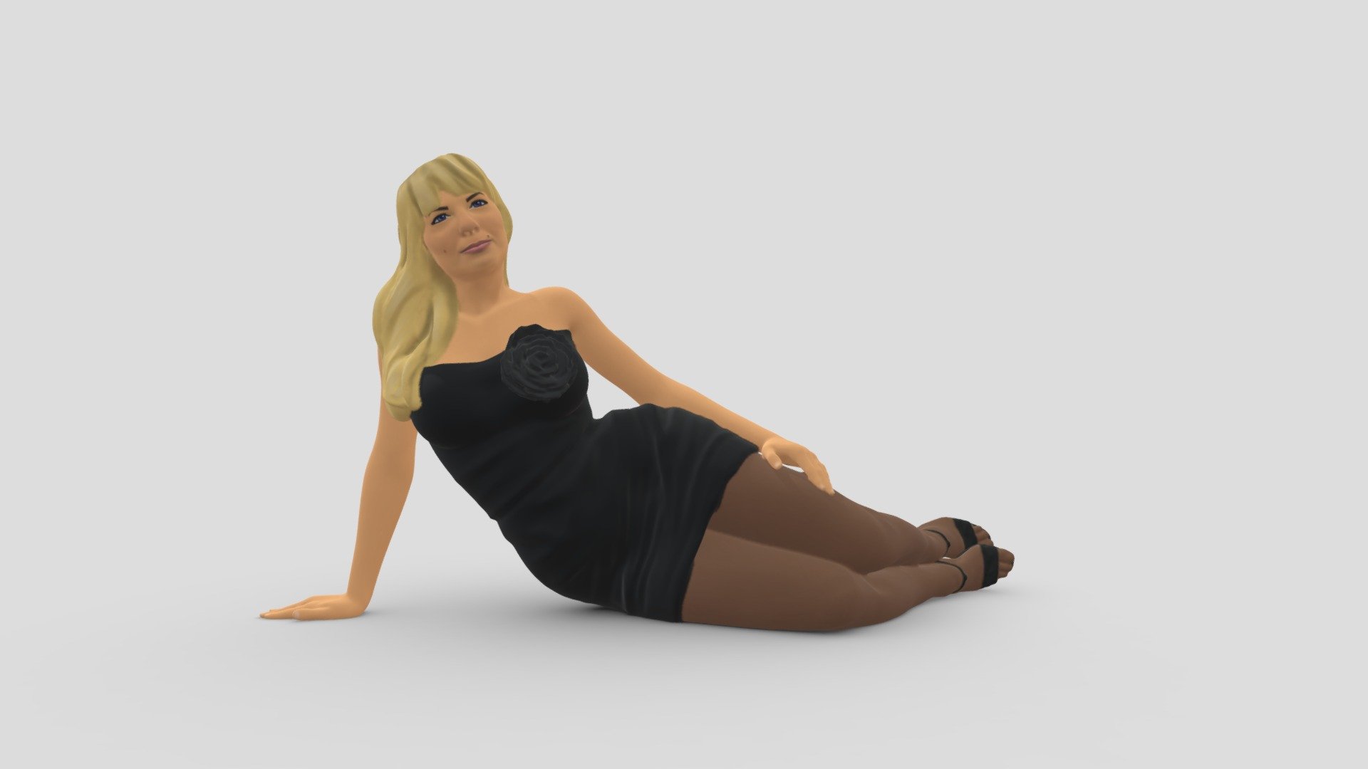 Woman In Black Dress 0304 3d model