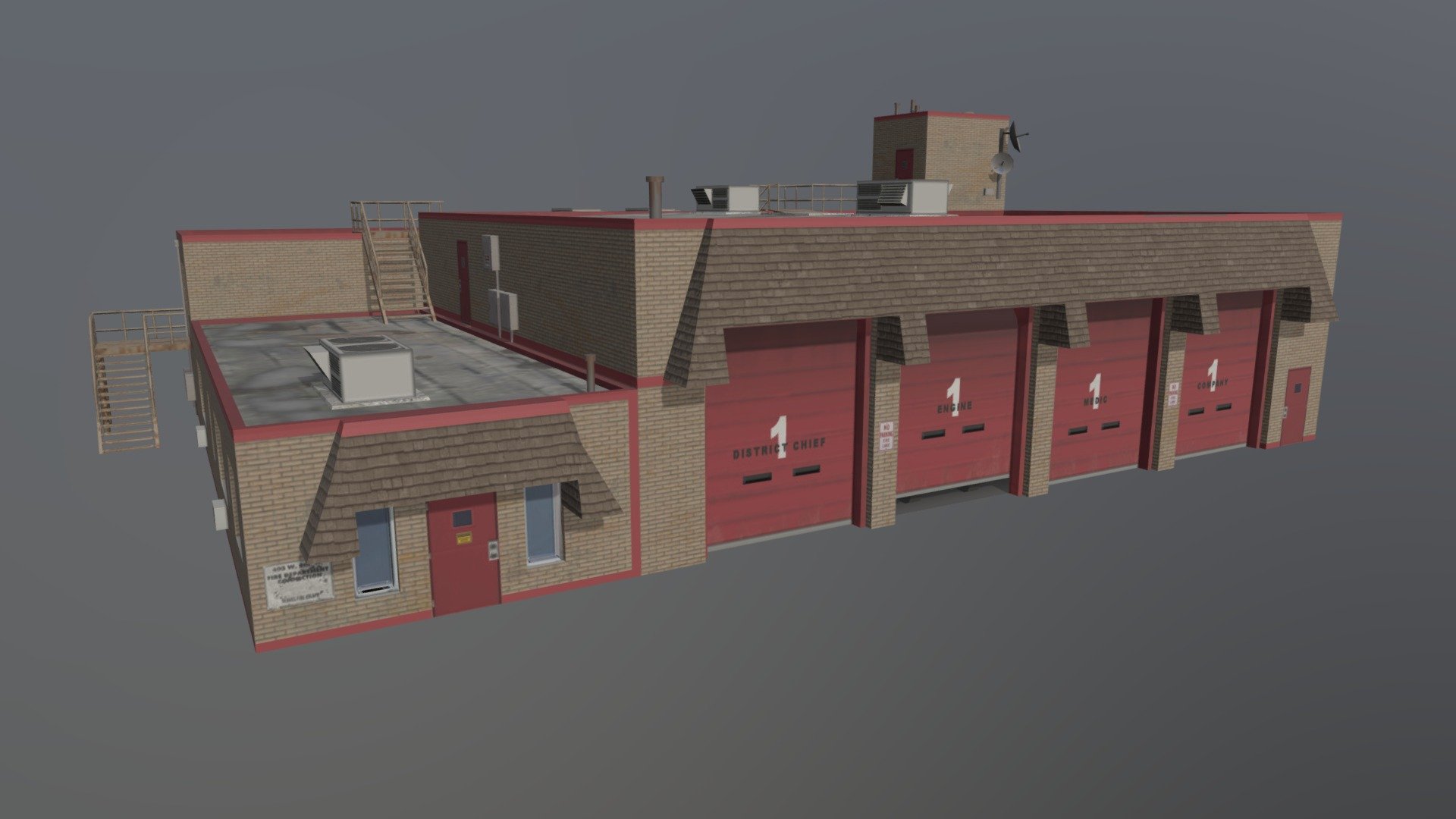 Fire Station No. 1 3d model