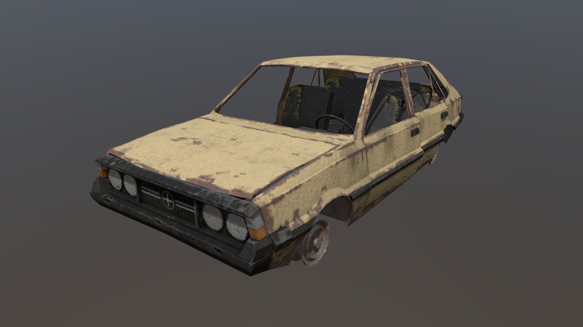 Wrecked FSO Polonez 3d model